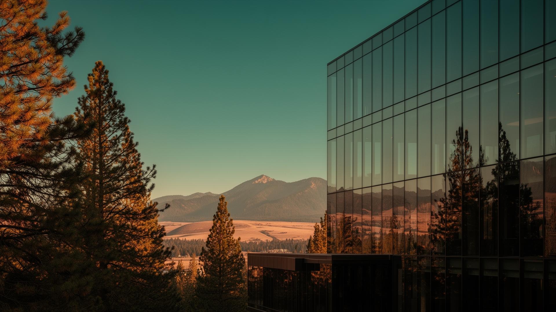 Modern office in Central Oregon at golden hour